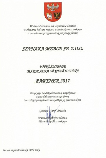 Partner 2017- Wyróżnienie Marszałka Województwa 